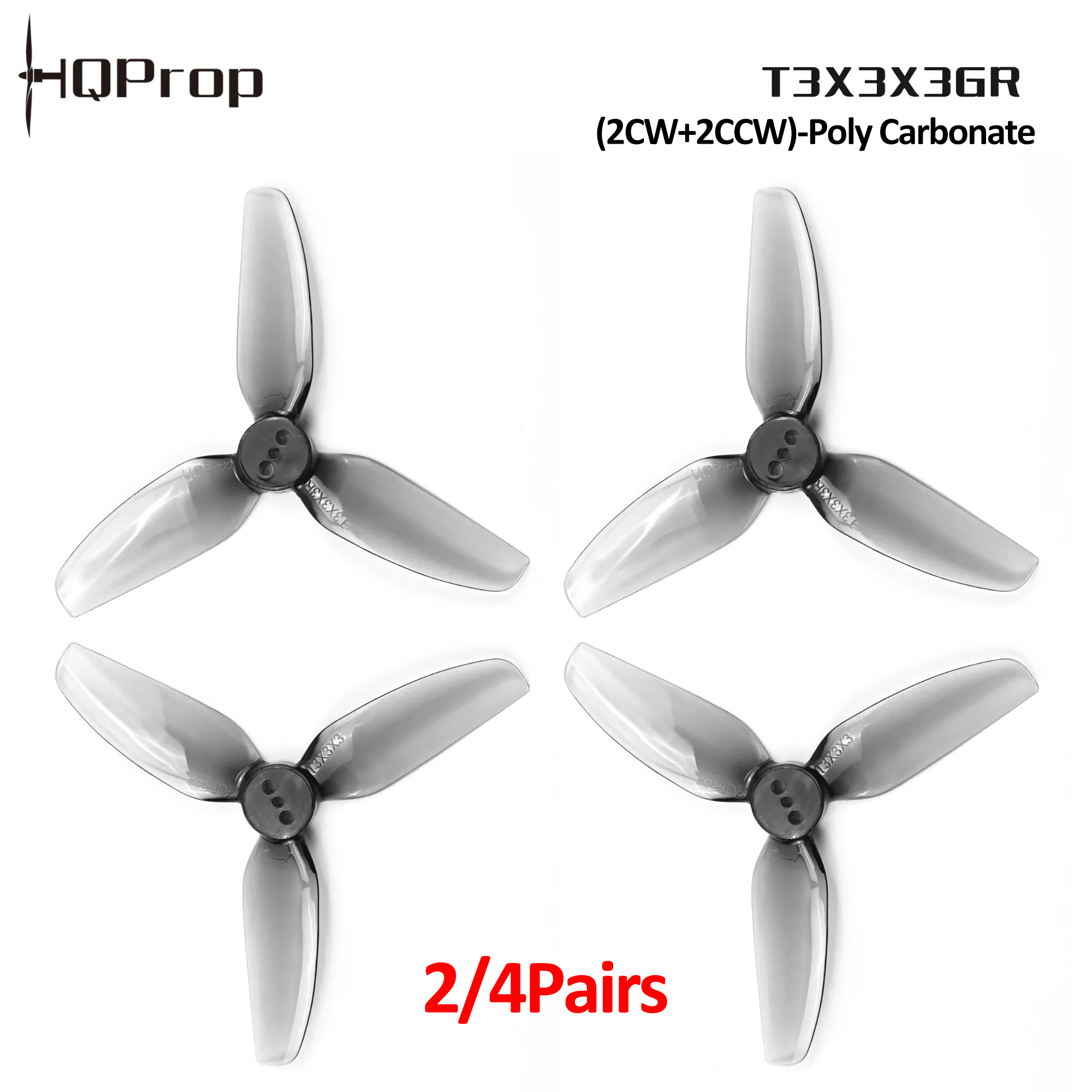 Drone Gimbal Controller - 2/4ペア HQProp T3X3X3GR プロペラ 3インチ 3枚羽根